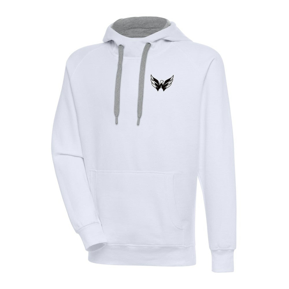 NHL White Washington Capitals Antigua Metallic Logo Victory Pullover Hoodie