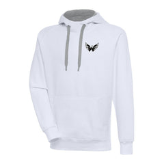NHL White Washington Capitals Antigua Metallic Logo Victory Pullover Hoodie
