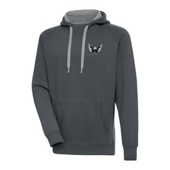 NHL Charcoal Washington Capitals Antigua Metallic Logo Victory Pullover Hoodie