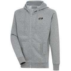 NHL Heather Gray Carolina Hurricanes Antigua Metallic Logo Victory Full-Zip Hoodie