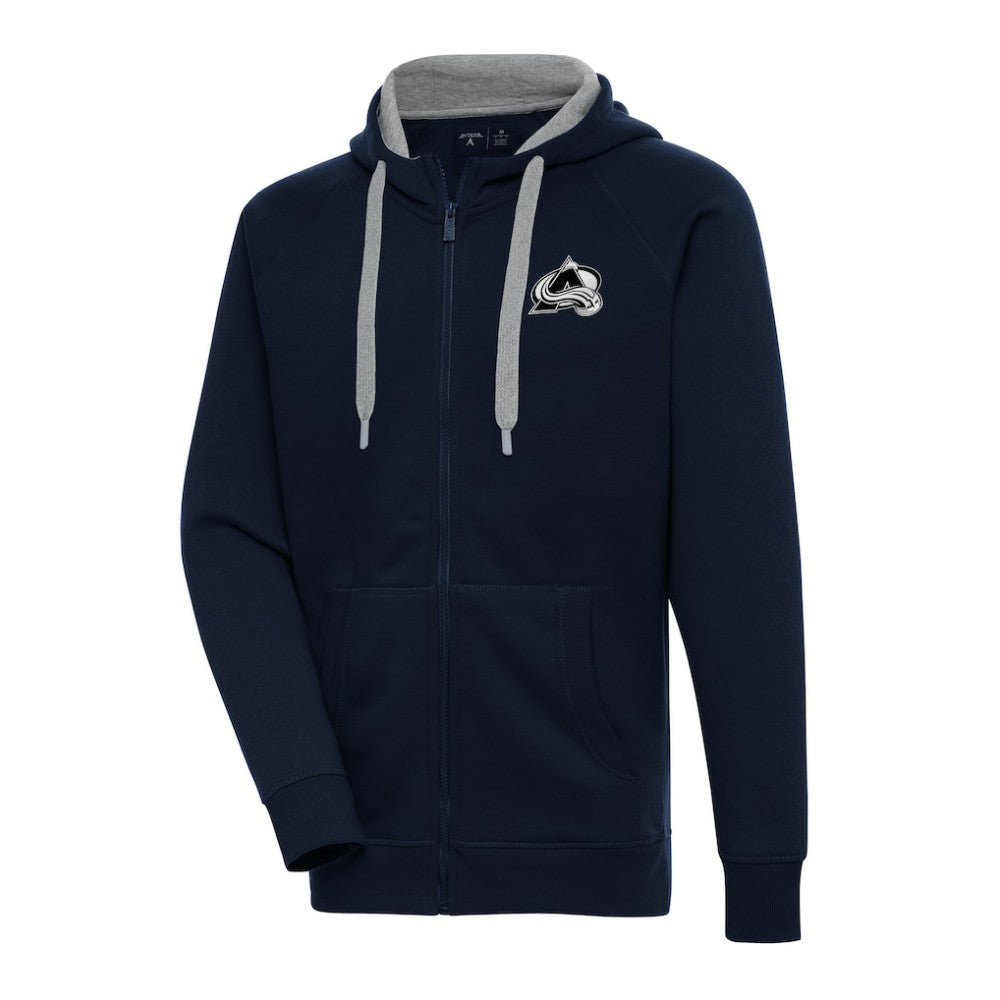 NHL Navy Colorado Avalanche Antigua Metallic Logo Victory Full-Zip Hoodie