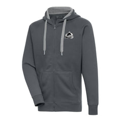 NHL Charcoal Colorado Avalanche Antigua Metallic Logo Victory Full-Zip Hoodie