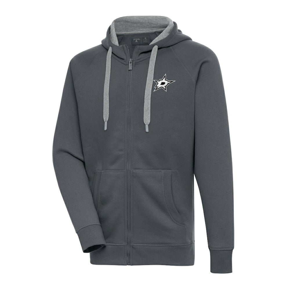 NHL Charcoal Dallas Stars Antigua Metallic Logo Victory Full-Zip Hoodie