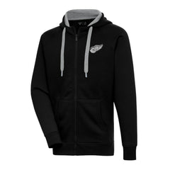 NHL Black Detroit Red Wings Antigua Metallic Logo Victory Full-Zip Hoodie