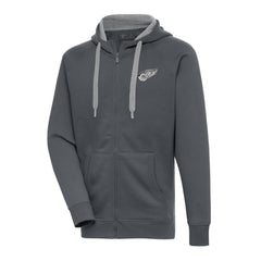NHL Charcoal Detroit Red Wings Antigua Metallic Logo Victory Full-Zip Hoodie