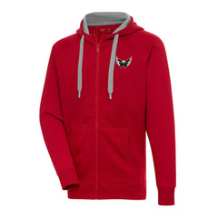 NHL Red Washington Capitals Antigua Metallic Logo Victory Full-Zip Hoodie