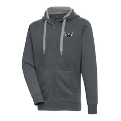 NHL Charcoal Washington Capitals Antigua Metallic Logo Victory Full-Zip Hoodie