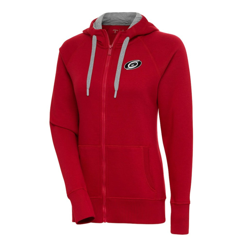 NHL Red Carolina Hurricanes Antigua Women's Metallic Logo Victory Full-Zip Hoodie