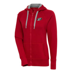 NHL Red Carolina Hurricanes Antigua Women's Metallic Logo Victory Full-Zip Hoodie