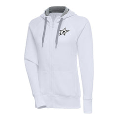 NHL White Dallas Stars Antigua Women's Metallic Logo Victory Full-Zip Hoodie