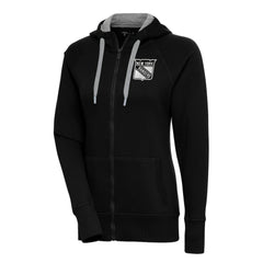 NHL Black New York Rangers Antigua Women's Metallic Logo Victory Full-Zip Hoodie