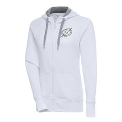 NHL White Tampa Bay Lightning Antigua Women's Metallic Logo Victory Full-Zip Hoodie