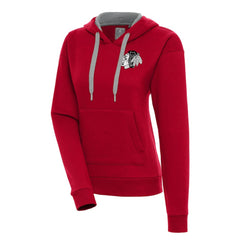 NHL Red Chicago Blackhawks Antigua Women's Metallic Logo Victory Pullover Hoodie