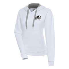 NHL White Colorado Avalanche Antigua Women's Metallic Logo Victory Pullover Hoodie