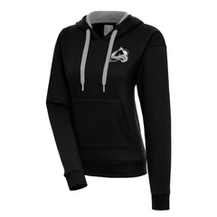 NHL Black Colorado Avalanche Antigua Women's Metallic Logo Victory Pullover Hoodie