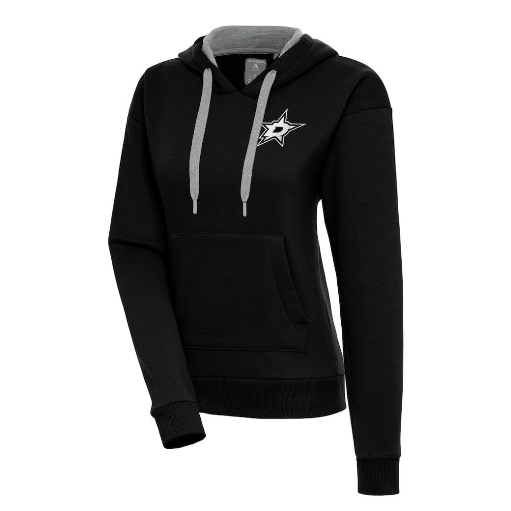 NHL Black Dallas Stars Antigua Women's Metallic Logo Victory Pullover Hoodie