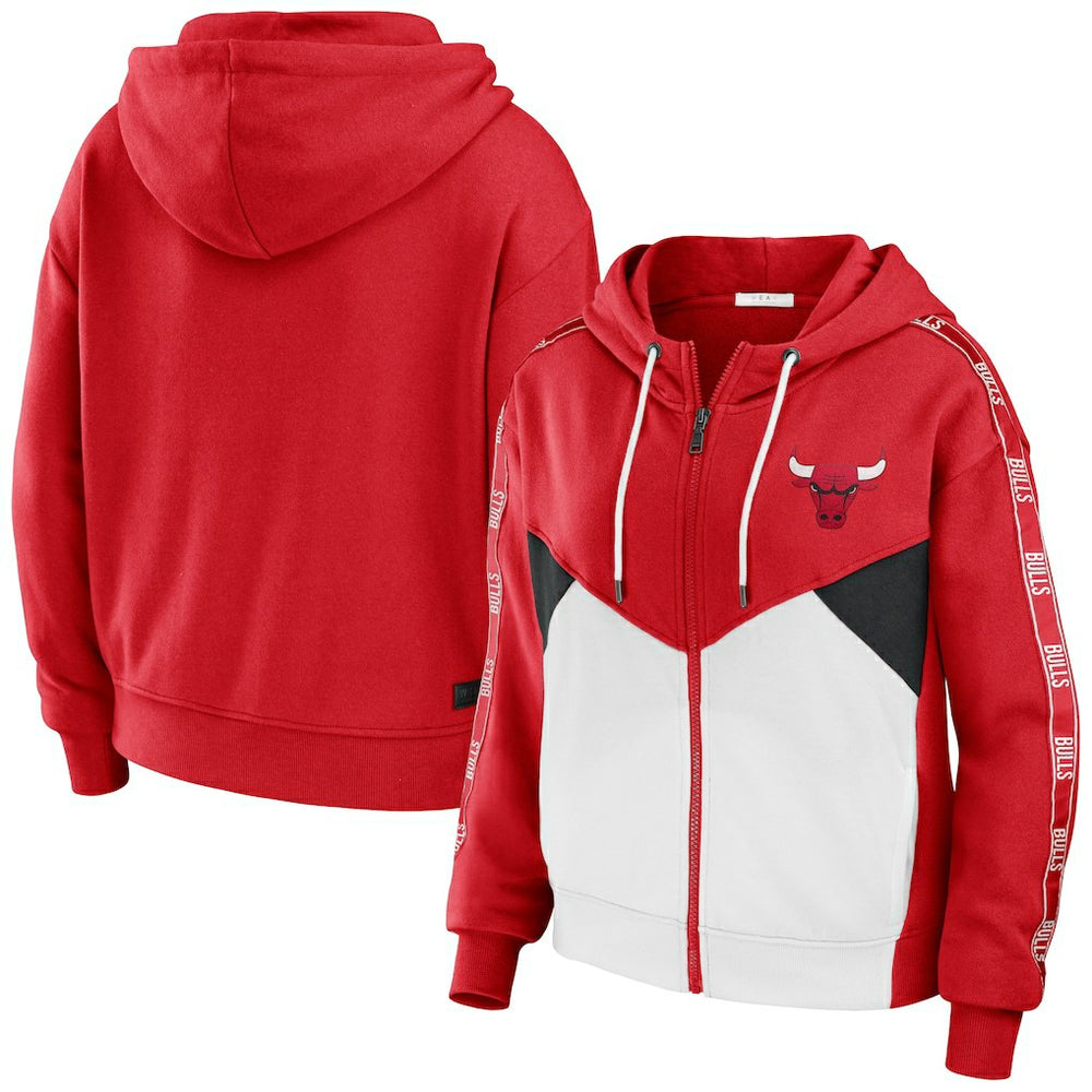 NBA Chicago Bulls WEAR by Erin Andrews Women's Color-Block Full-Zip Hoodie