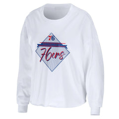 NBA Philadelphia 76ers WEAR by Erin Andrews Women's Cropped Long Sleeve T-Shirt