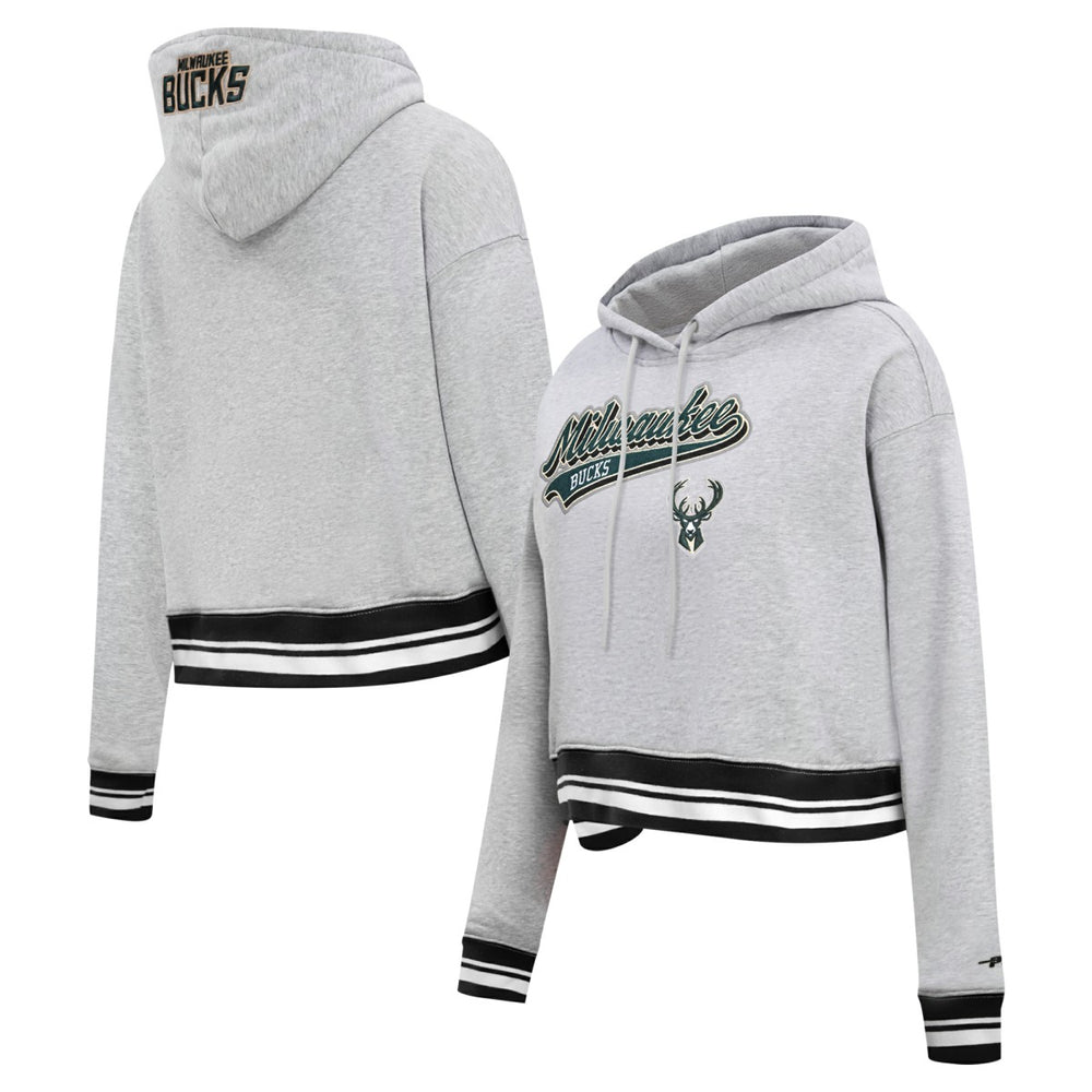 NBA Milwaukee Bucks Pro Standard Women's Script Tail Cropped Pullover Hoodie
