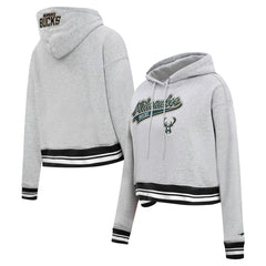 NBA Milwaukee Bucks Pro Standard Women's Script Tail Cropped Pullover Hoodie