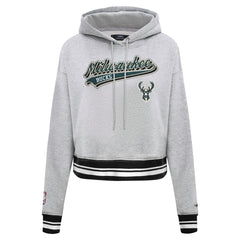 NBA Milwaukee Bucks Pro Standard Women's Script Tail Cropped Pullover Hoodie