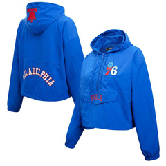 NBA Philadelphia 76ers Pro Standard Classic Wind Woven Cropped Half-Zip Jacket