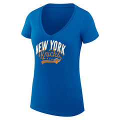 NBA New York Knicks G-III 4Her by Carl Banks Women's Super-Slim Fit Lightweight Filigree Logo V-Neck T-Shirt