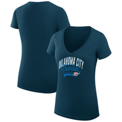 NBA Oklahoma City Thunder G-III 4Her by Carl Banks Women's Super-Slim Fit Lightweight Filigree Logo V-Neck T-Shirt