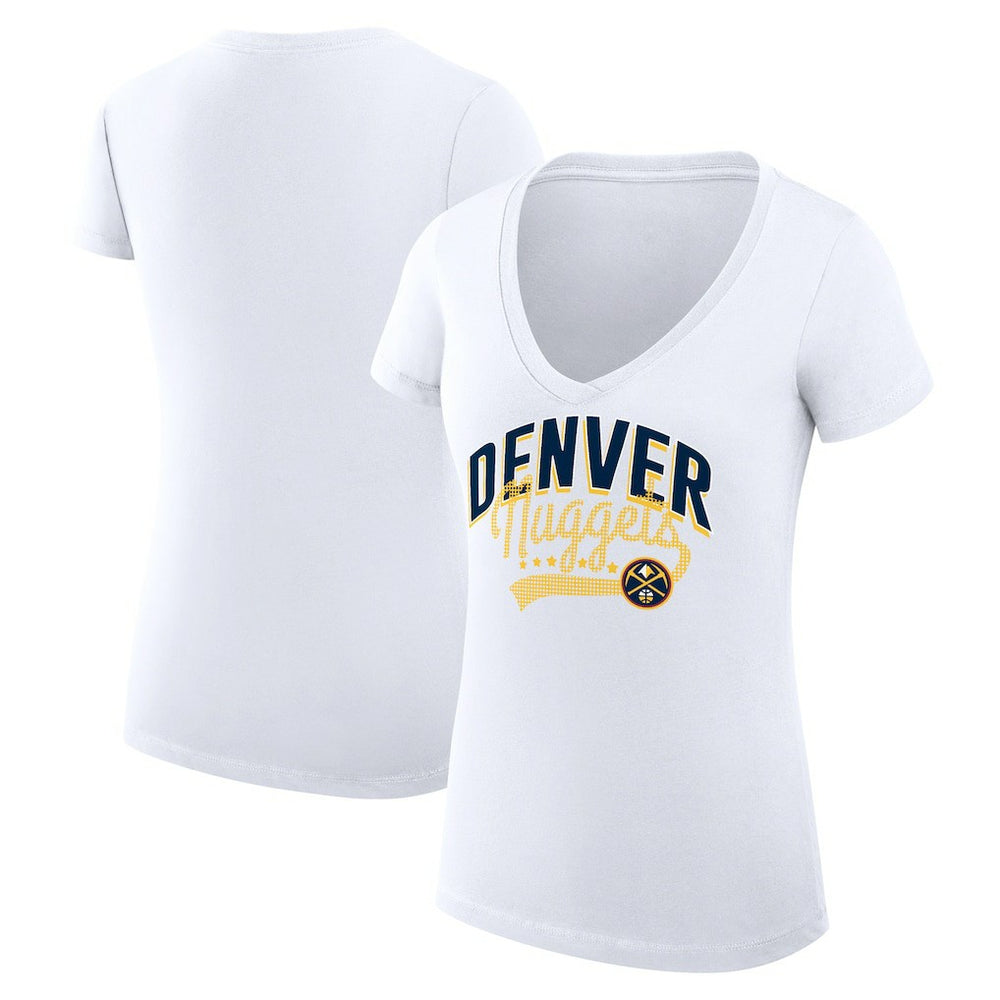 NBA Denver Nuggets G-III 4Her by Carl Banks Women's Super-Slim Fit Lightweight Filigree Logo V-Neck T-Shirt sale