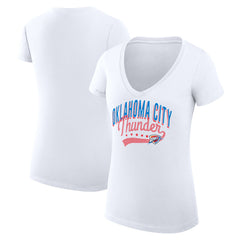 NBA Oklahoma City Thunder G-III 4Her by Carl Banks Women's Super-Slim Fit Lightweight Filigree Logo V-Neck T-Shirt - White sale