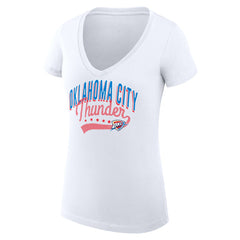NBA Oklahoma City Thunder G-III 4Her by Carl Banks Women's Super-Slim Fit Lightweight Filigree Logo V-Neck T-Shirt - White sale