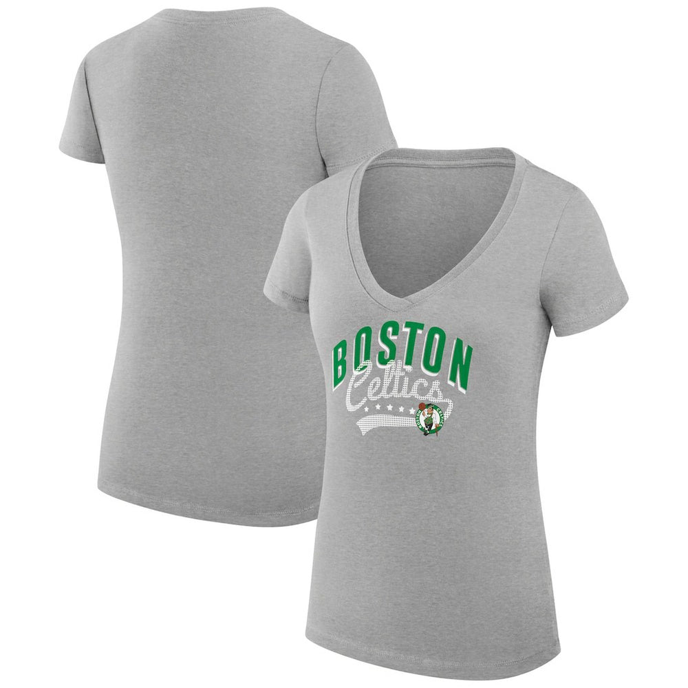 NBA Boston Celtics G-III 4Her by Carl Banks Women's Super-Slim Fit Lightweight Filigree Logo V-Neck T-Shirt