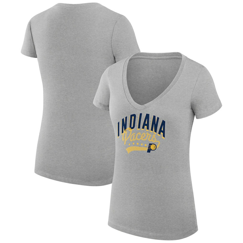 NBA Indiana Pacers G-III 4Her by Carl Banks Women's Super-Slim Fit Lightweight Filigree Logo V-Neck T-Shirt