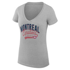 NHL Montreal Canadiens G-III 4Her by Carl Banks Women's Super-Slim Fit Lightweight Filigree Logo V-Neck T-Shirt – Gray