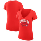 NHL Washington Capitals G-III 4Her by Carl Banks Women's Super-Slim Fit Lightweight Filigree Logo V-Neck T-Shirt – Red