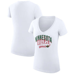 NHL Minnesota Wild G-III 4Her by Carl Banks Women's Super-Slim Fit Lightweight Filigree Logo V-Neck T-Shirt – White