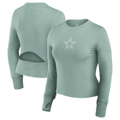 Women's Studio Fitted Long Sleeve Gym Top - Dallas Cowboys