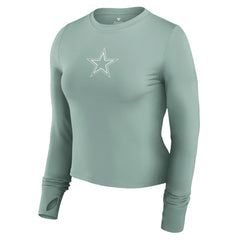 Women's Studio Fitted Long Sleeve Gym Top - Dallas Cowboys