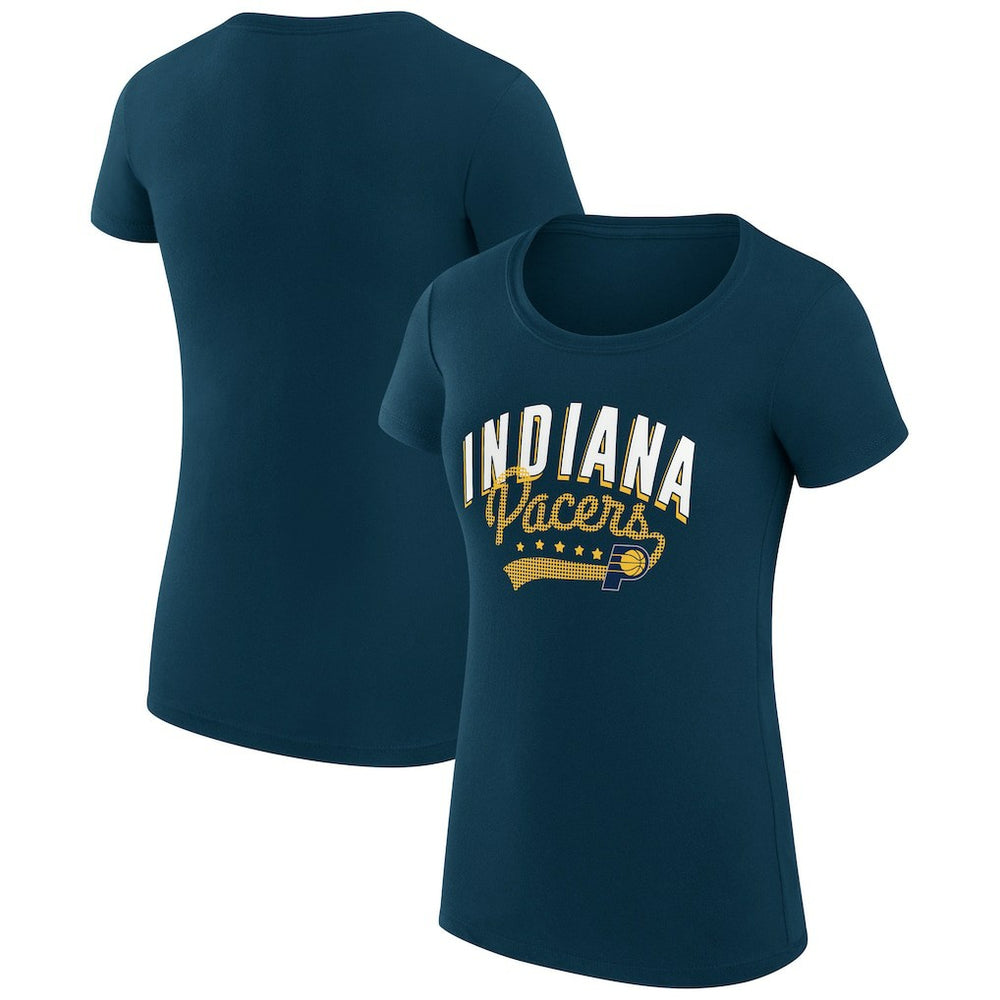 NBA Indiana Pacers G-III 4Her by Carl Banks Women's Super-Slim Fit Lightweight Filigree Logo T-Shirt - Navy sale