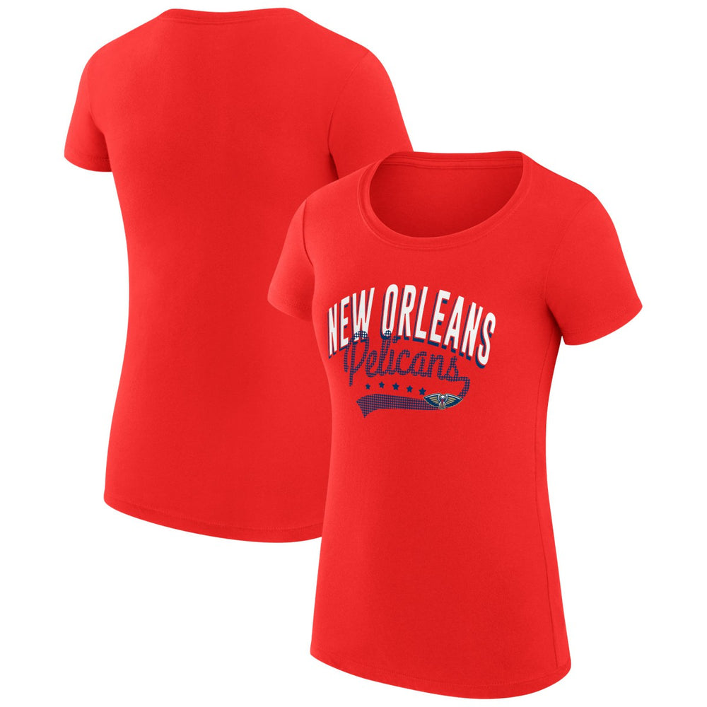 NBA New Orleans Pelicans G-III 4Her by Carl Banks Women's Super-Slim Fit Lightweight Filigree Logo T-Shirt - Red outlet