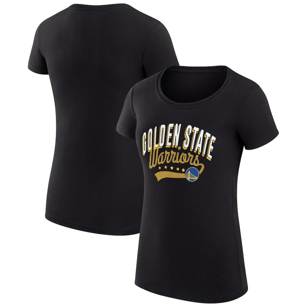 NBA Golden State Warriors G-III 4Her by Carl Banks Women's Super-Slim Fit Lightweight Filigree Logo T-Shirt - Black sale