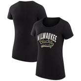 NBA Milwaukee Bucks G-III 4Her by Carl Banks Women's Super-Slim Fit Lightweight Filigree Logo T-Shirt - Black on sale