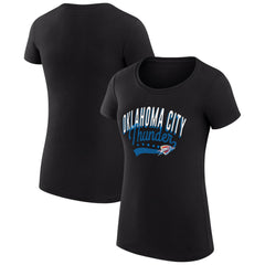 NBA Oklahoma City Thunder G-III 4Her by Carl Banks Women's Super-Slim Fit Lightweight Filigree Logo T-Shirt - Black for sale