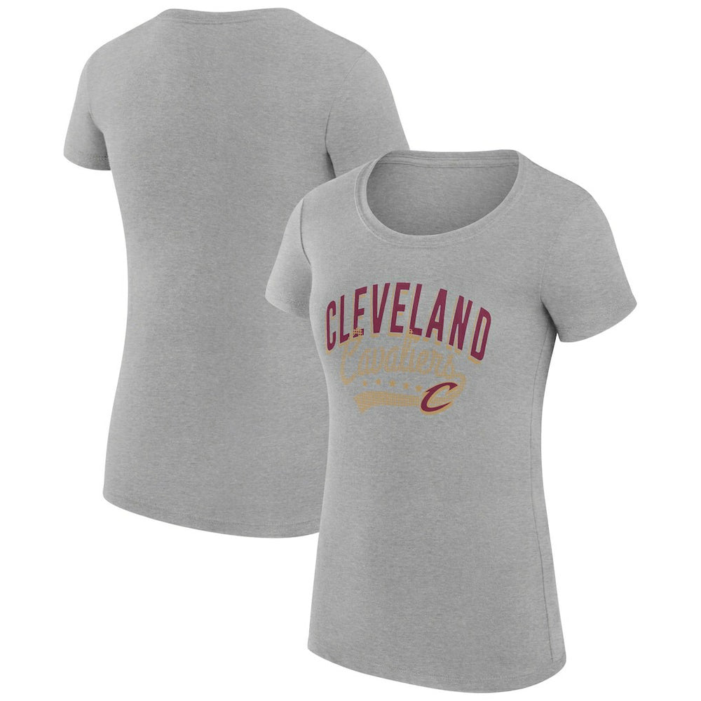 NBA Cleveland Cavaliers G-III 4Her by Carl Banks Women's Super-Slim Fit Lightweight Filigree Logo T-Shirt - Heather Gray outlet