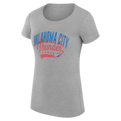 NBA Oklahoma City Thunder G-III 4Her by Carl Banks Women's Super-Slim Fit Lightweight Filigree Logo T-Shirt - Heather Gray for sale