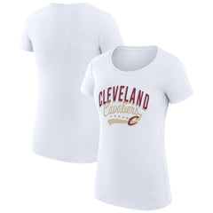 NBA Cleveland Cavaliers G-III 4Her by Carl Banks Women's Super-Slim Fit Lightweight Filigree Logo T-Shirt - White on sale