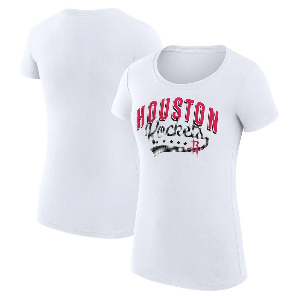 NBA Houston Rockets G-III 4Her by Carl Banks Women's Super-Slim Fit Lightweight Filigree Logo T-Shirt - White for sale
