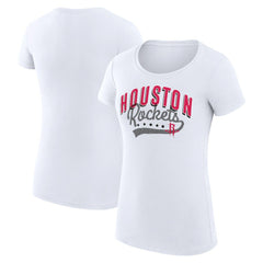 NBA Houston Rockets G-III 4Her by Carl Banks Women's Super-Slim Fit Lightweight Filigree Logo T-Shirt - White for sale