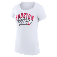 NBA Houston Rockets G-III 4Her by Carl Banks Women's Super-Slim Fit Lightweight Filigree Logo T-Shirt - White for sale