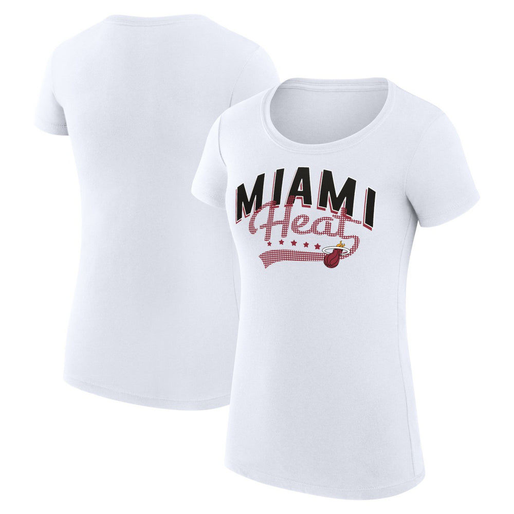NBA Miami Heat G-III 4Her by Carl Banks Women's Super-Slim Fit Lightweight Filigree Logo T-Shirt - White shop